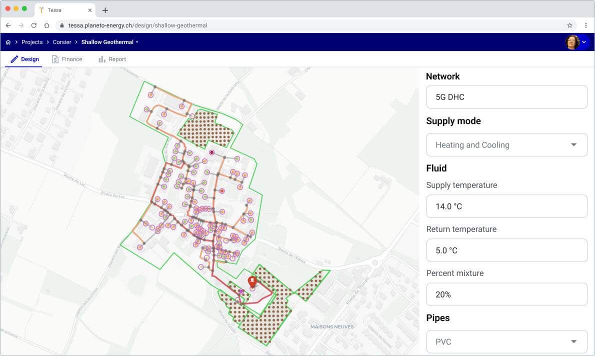 Réseau géothermique de chauffage et de refroidissement urbain